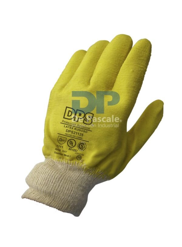 GUANTE LATEX RUGOSO P/ELASTIZADO TEJIDO DORSO COMPLETO DPS21125