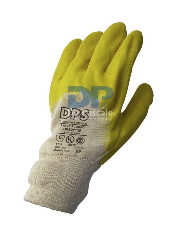 GUANTE LATEX RUGOSO MONDONGO DORSO VENTILADO DPS22125